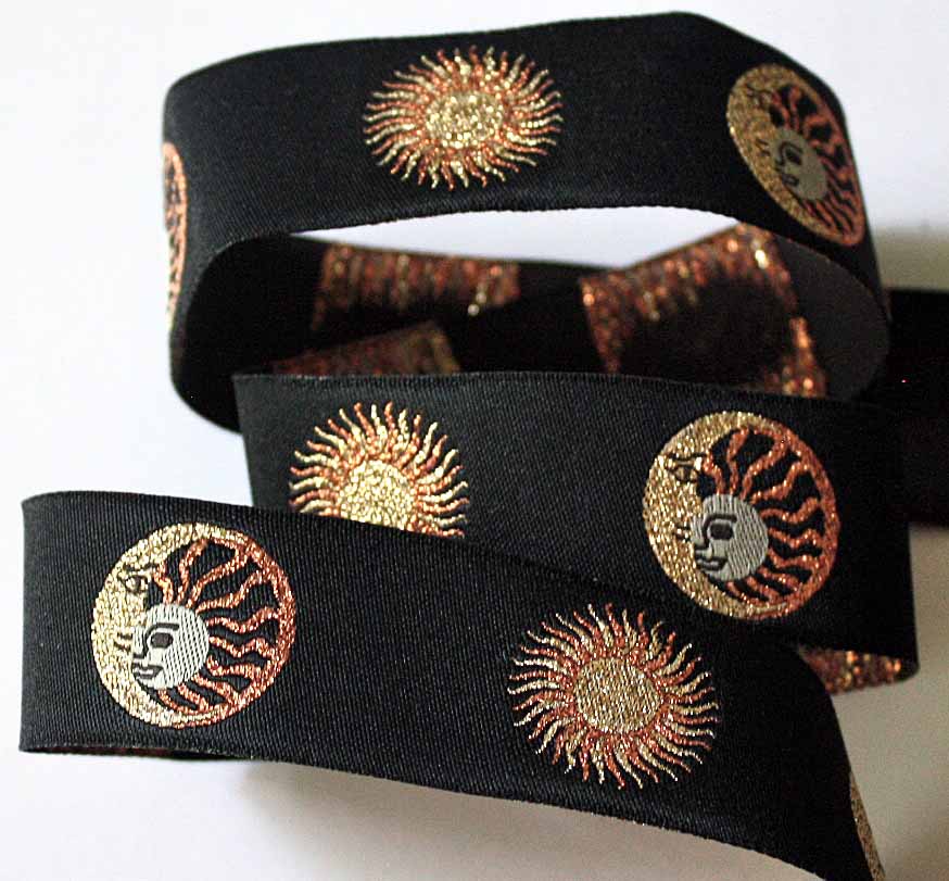 Metallic Sun/Moon 1" x 3 yards Black, Copper, Gold